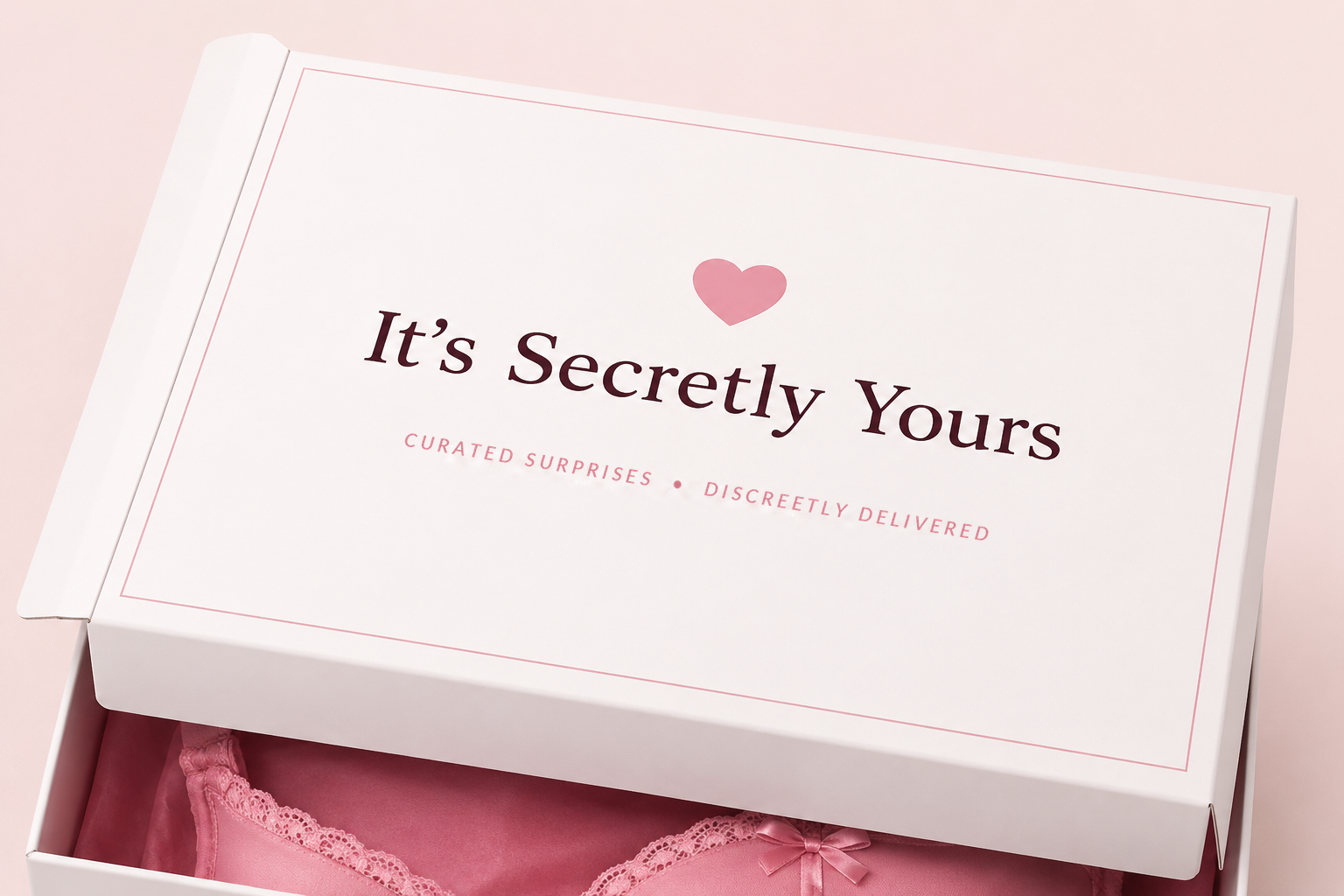 It's Secretly Yours Date Night Box in cream and blush branded packaging